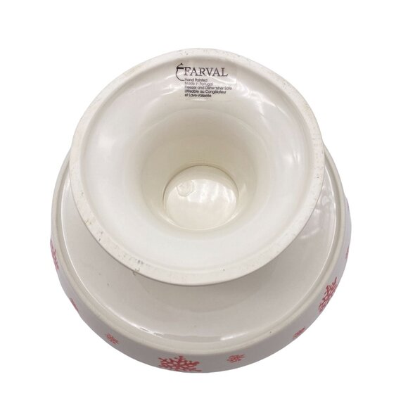 Farval Red white snowflake print covered pie cake dessert stand plate cookies Po - Picture 9 of 14